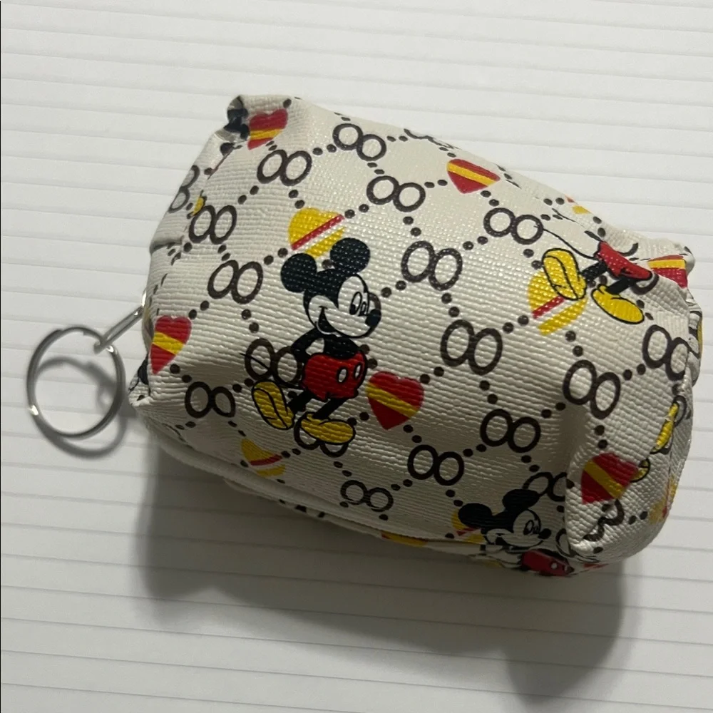 Mickey Mouse Patterned Pouch wallet change purse with key ring